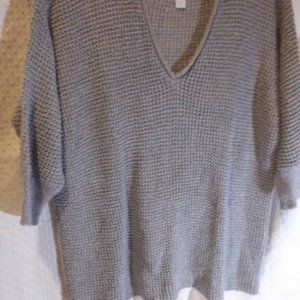 New York & Co Grey Cozy Hooded Sweater Top - Medium